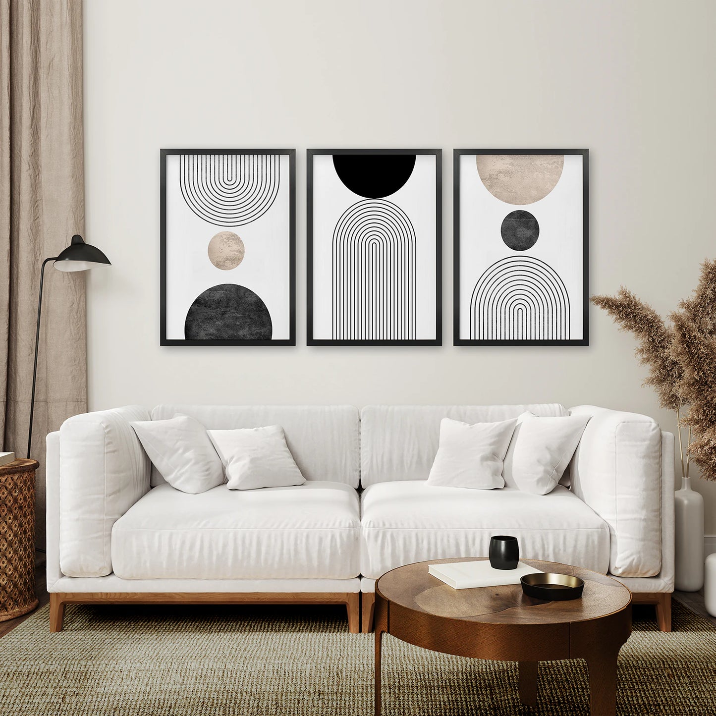 Neutral Mid-Century Modern Wall Art | Set of 3