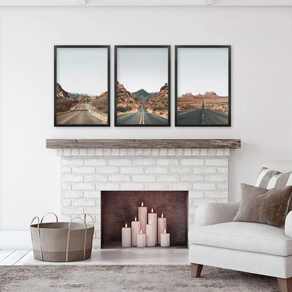 USA Travel Posters. Valley of Fire, Monument Valley, Garden of Gods, Antelope Canyon. Black Frames