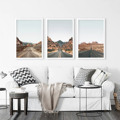 USA Travel Posters. Valley of Fire, Monument Valley, Garden of Gods, Antelope Canyon. White Frames