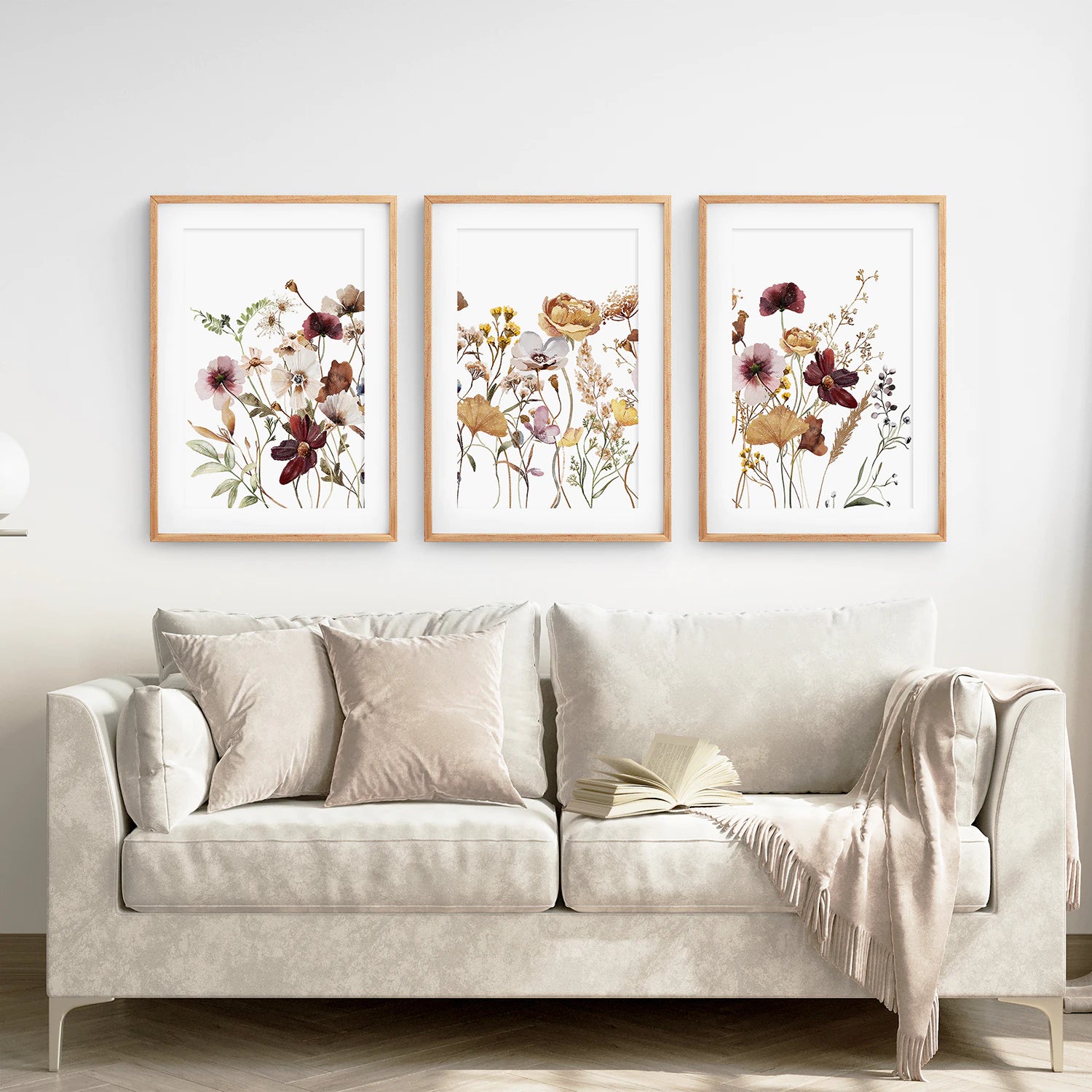 DRACIT Set Of 3 Floral Wall Art Decor - Wooden Hanging Art For Living Room Or Bedroom