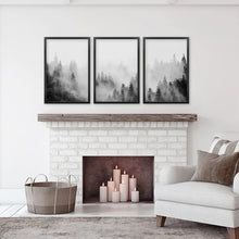 Load image into Gallery viewer, Forest Black White Set of 3 Prints - Black Frames
