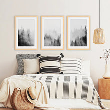 Load image into Gallery viewer, Forest Black White Set of 3 Prints - Wood Frames with Mat
