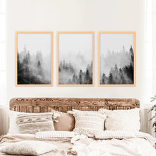 Load image into Gallery viewer, Forest Black White Set of 3 Prints - Wood Frames
