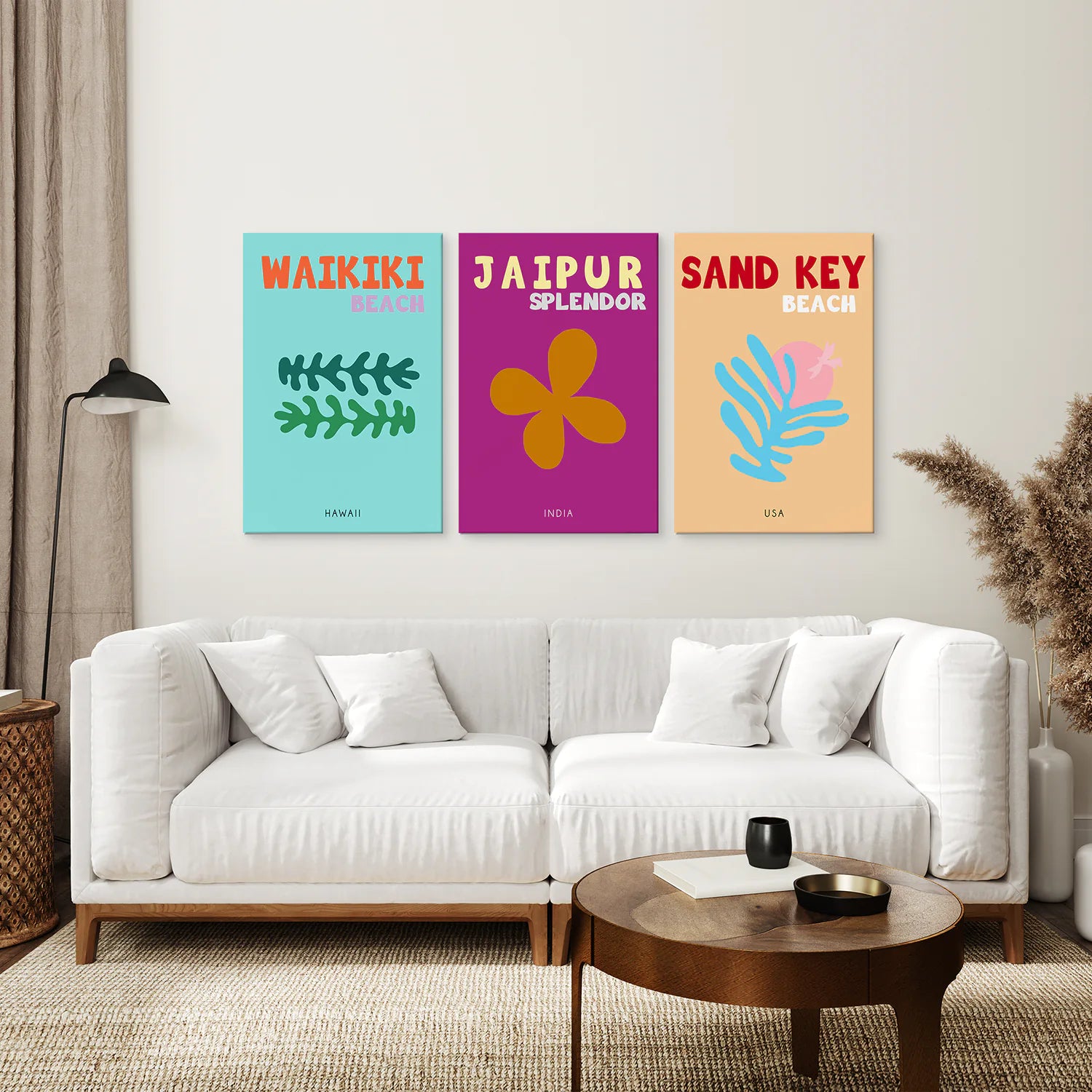 Set of 3 Trendy Y2k Style Posters. Summer Travel Theme. Canvas Print. Living Room