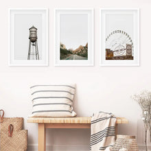 Load image into Gallery viewer, Texas Travel Set of 3 Prints. Water Tower, Ferris Wheel, Road
