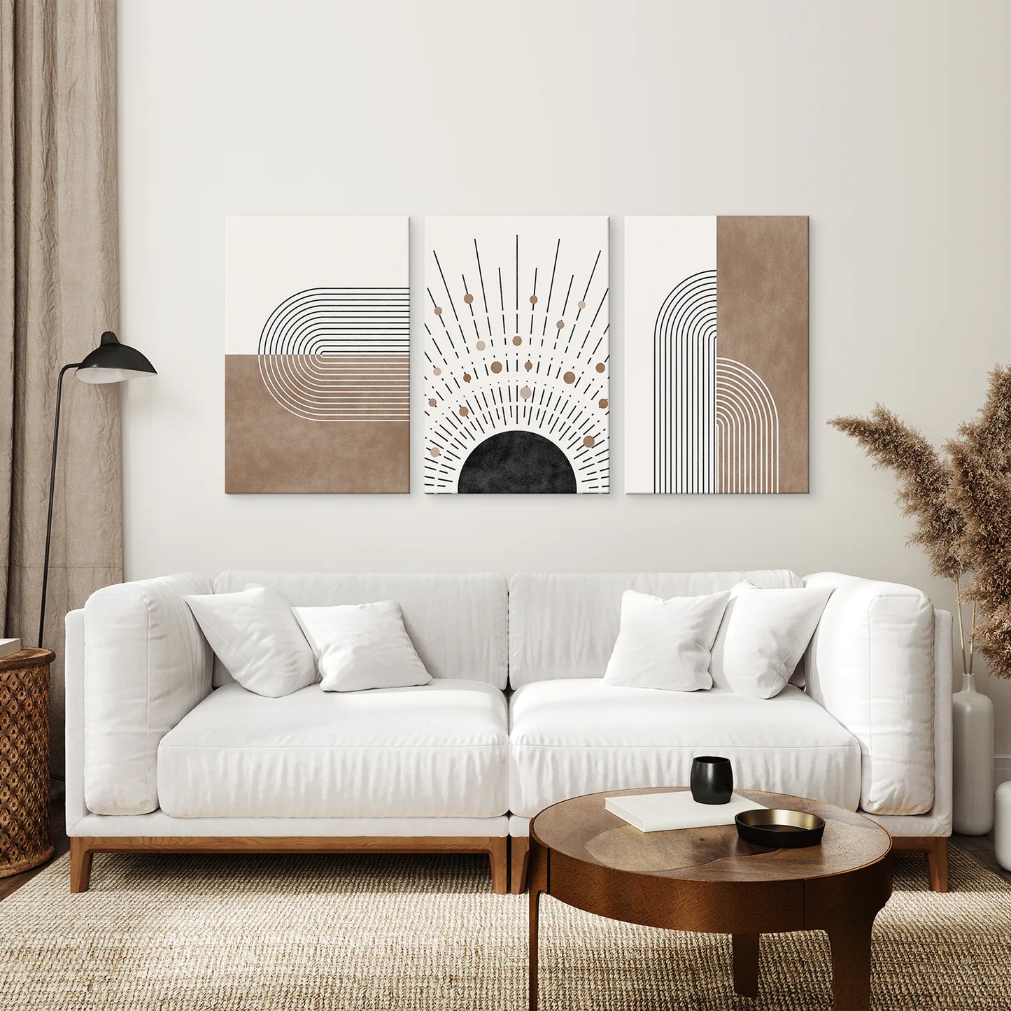Trendy Mid Century Style Set of 3 Prints. Boho Art. Canvas Print. Living Room