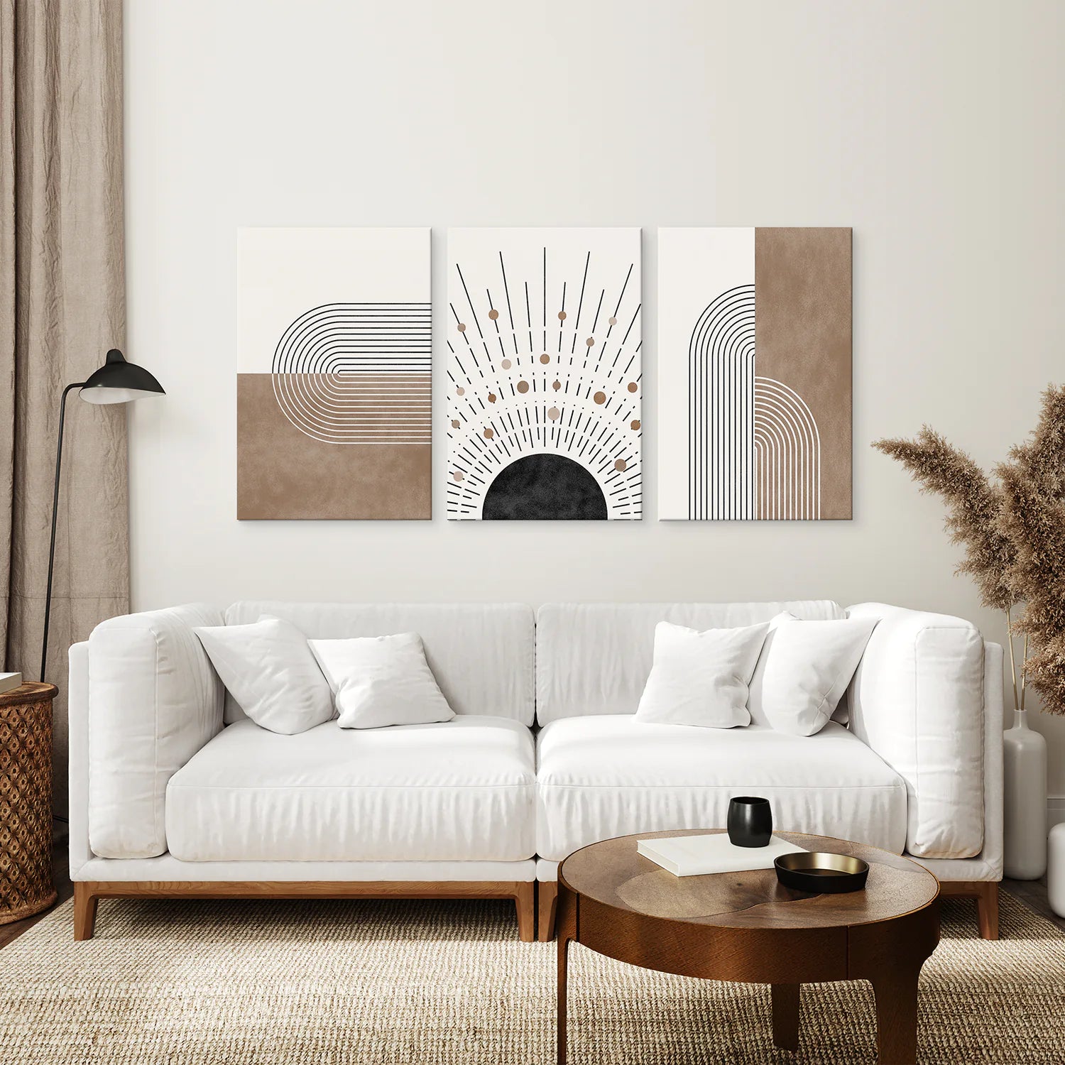 Trendy Mid Century Style Set of 3 Prints. Boho Art. Canvas Print. Living Room