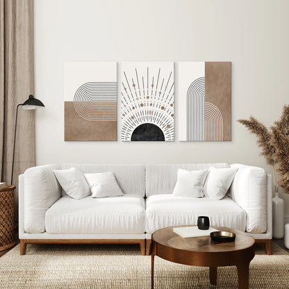 Trendy Mid Century Style Set of 3 Prints. Boho Art. Canvas Print. Living Room