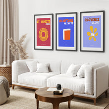 Load image into Gallery viewer, Maximalist Style Set of 3 Posters. Travel Theme. Black Frame with Mat. Living Room

