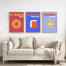 Load image into Gallery viewer, Maximalist Style Set of 3 Posters. Travel Theme. Thinwood Frame. Living Room
