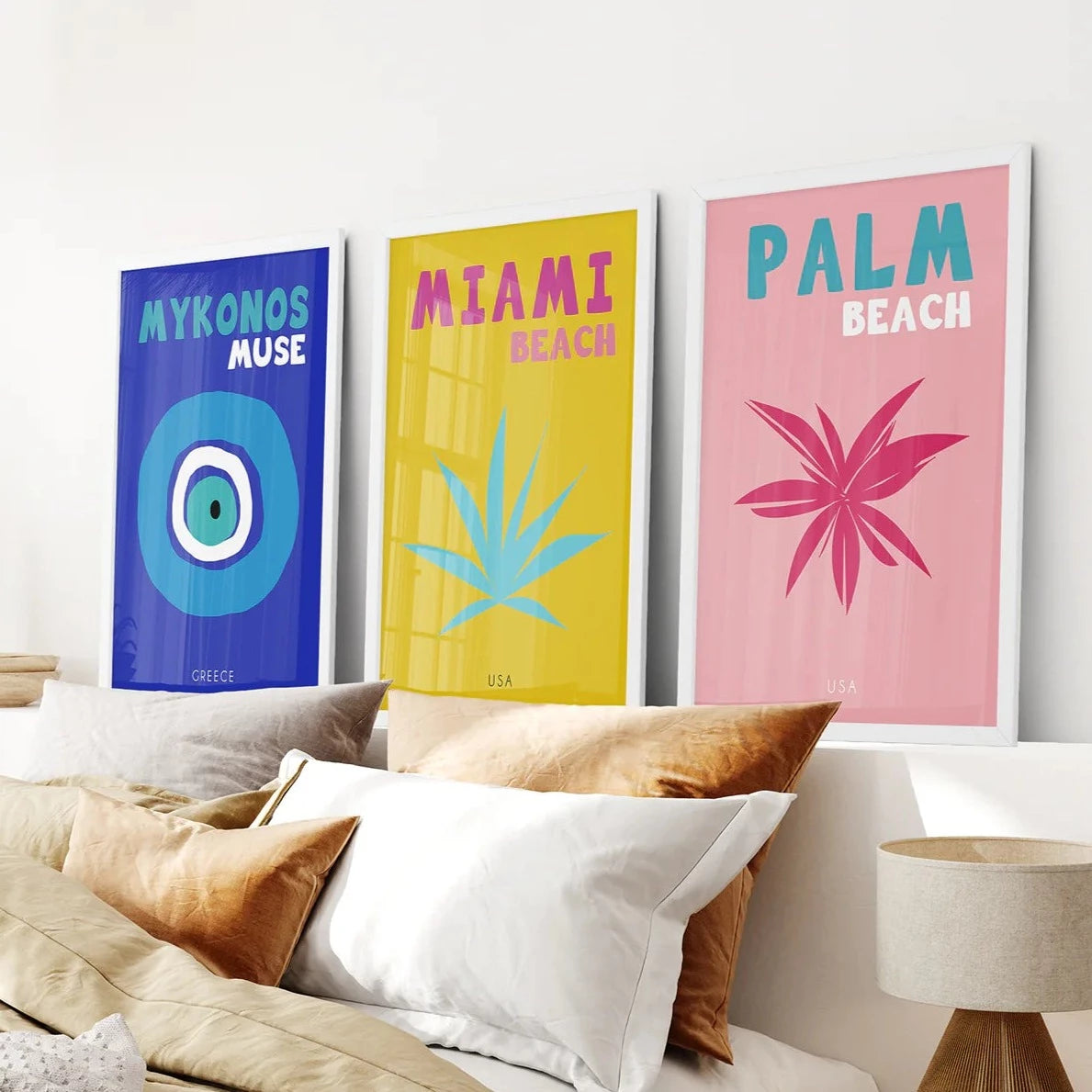 3 Piece Trendy Colorful Wall Art Set. Preppy Room Decor