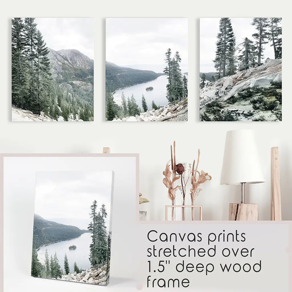 Lake Tahoe, Sierra Nevada. 3 Piece Wall Art. Canvas Prints