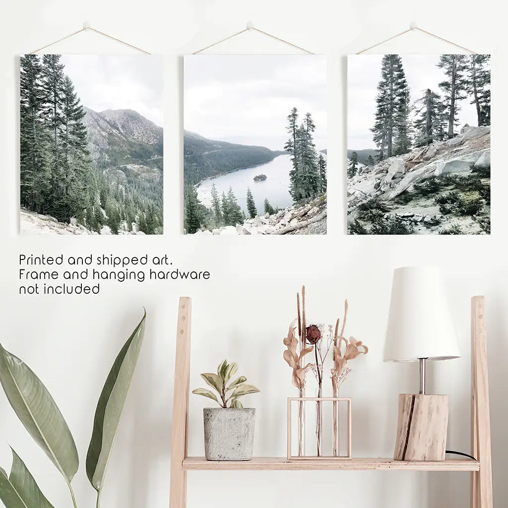 Lake Tahoe, Sierra Nevada. 3 Piece Wall Art. Unframed Prints
