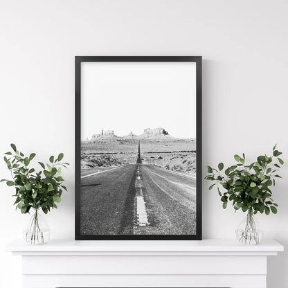 Utah Travel Wall Art Print. Desert Road. Black Frame