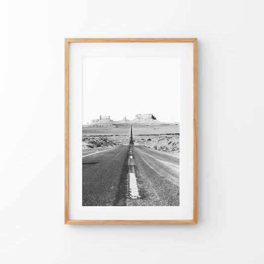 Utah Travel Wall Art Print. Desert Road. Thin Wood Frame with Mat