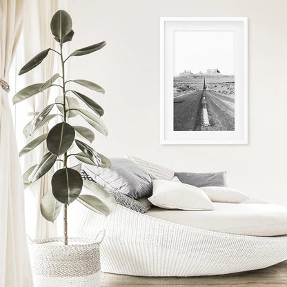 Utah Travel Wall Art Print. Desert Road. White Frame with Mat