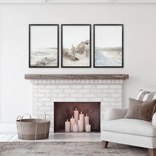 Load image into Gallery viewer, 3 Piece Wall Décor. Waves, Surfers, Beach Path - Black Frames
