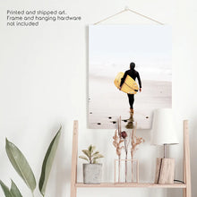 Load image into Gallery viewer, Yellow Surfboard Poster. Coastal Lifestyle Theme. Unframed Print
