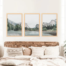 Load image into Gallery viewer, Yosemite Valley, California. US National Park Wall Art. Photo Triptych in Wood Frames
